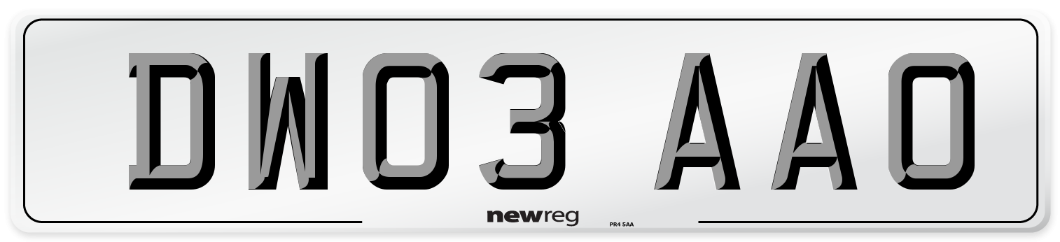DW03 AAO Number Plate from New Reg